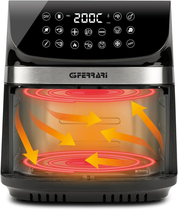 G3 Ferrari G10215 Friggisano Star Heissluftfritteuse 9 Liter, 2200 W, 12 Programme, Digitalanzeige,