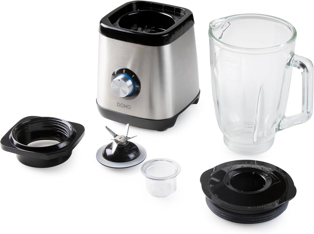 DOMO DO1133BL Standmixer Edelstahl - Geeignet zum Mixen, Blenden, Zerkleinern und Eis crushen - Puls