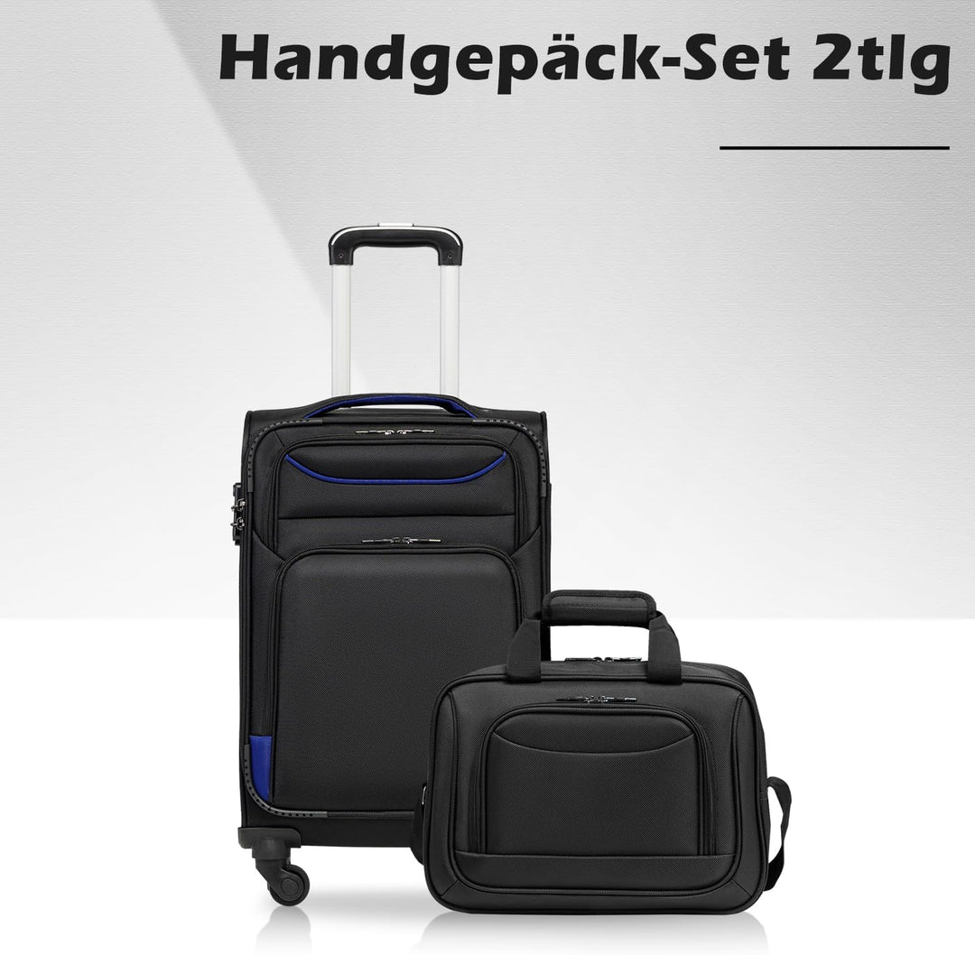 COOLIFE Koffer Trolley Koffer Reisekoffer von 4 Rollen Stoffkoffer Handgepäck TSA-Schloss Der Koffer