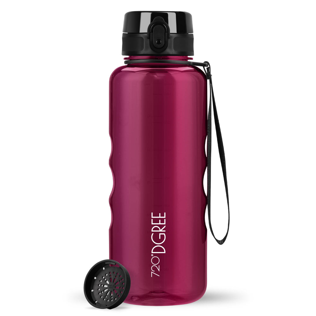 720°DGREE Trinkflasche 1,5l “uberBottle“ crystalClear +Sieb - BPA-Frei - Wasserflasche für Sport, Gy