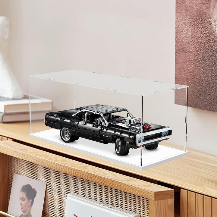 Nynelly Vitrine für Sammlung, Box aus Transparentem Acryl, mit weisser Basis zum Zusammenbauen, Stau