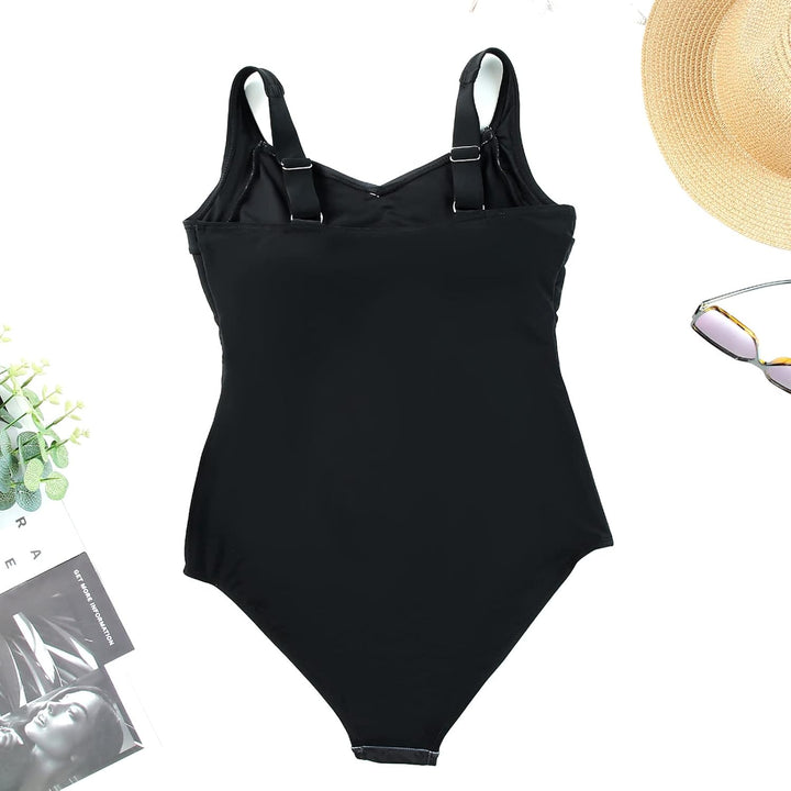 SUGSHYN Badeanzug Damen Bauchweg Bademode Push Up Einteiler Badeanzug Sport Swimsuits Monokini Schwa