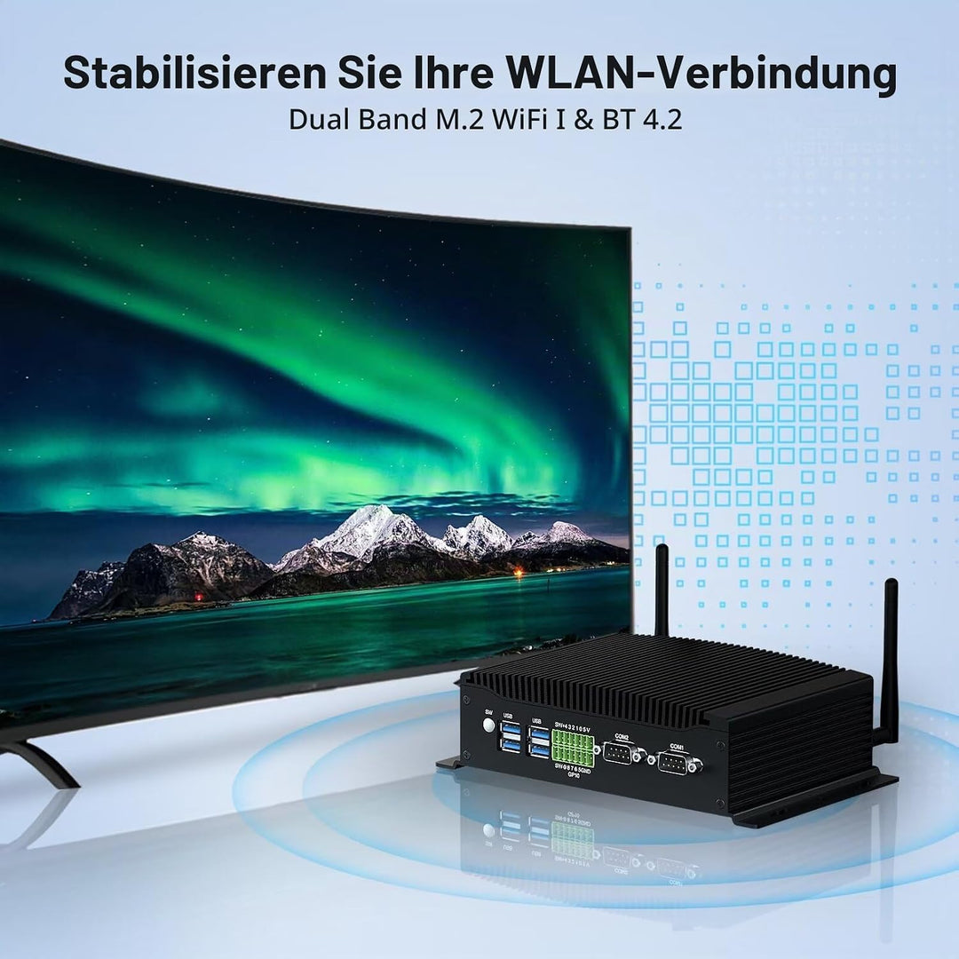 WEIDIAN PC Lüfterlos Industrie Mini PC Lüfterloser Core i7 10810U, Win 11 Industrial Computer GPIO,