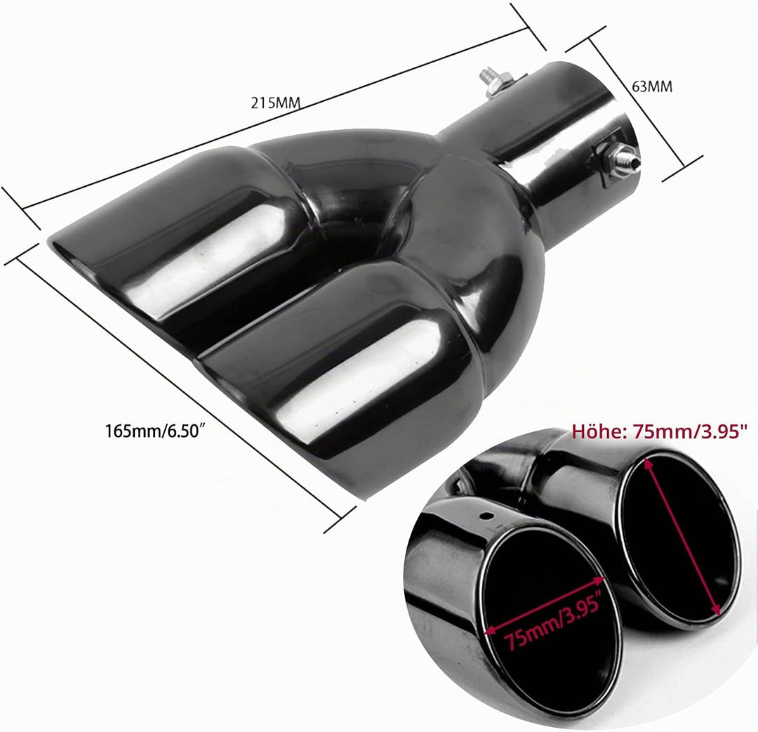 2.5" 63mm Einlass Doppelspitzen Schalldämpfer 3"Auslass Edelstahl Auto Heck Throat Doppelauspuff Ger