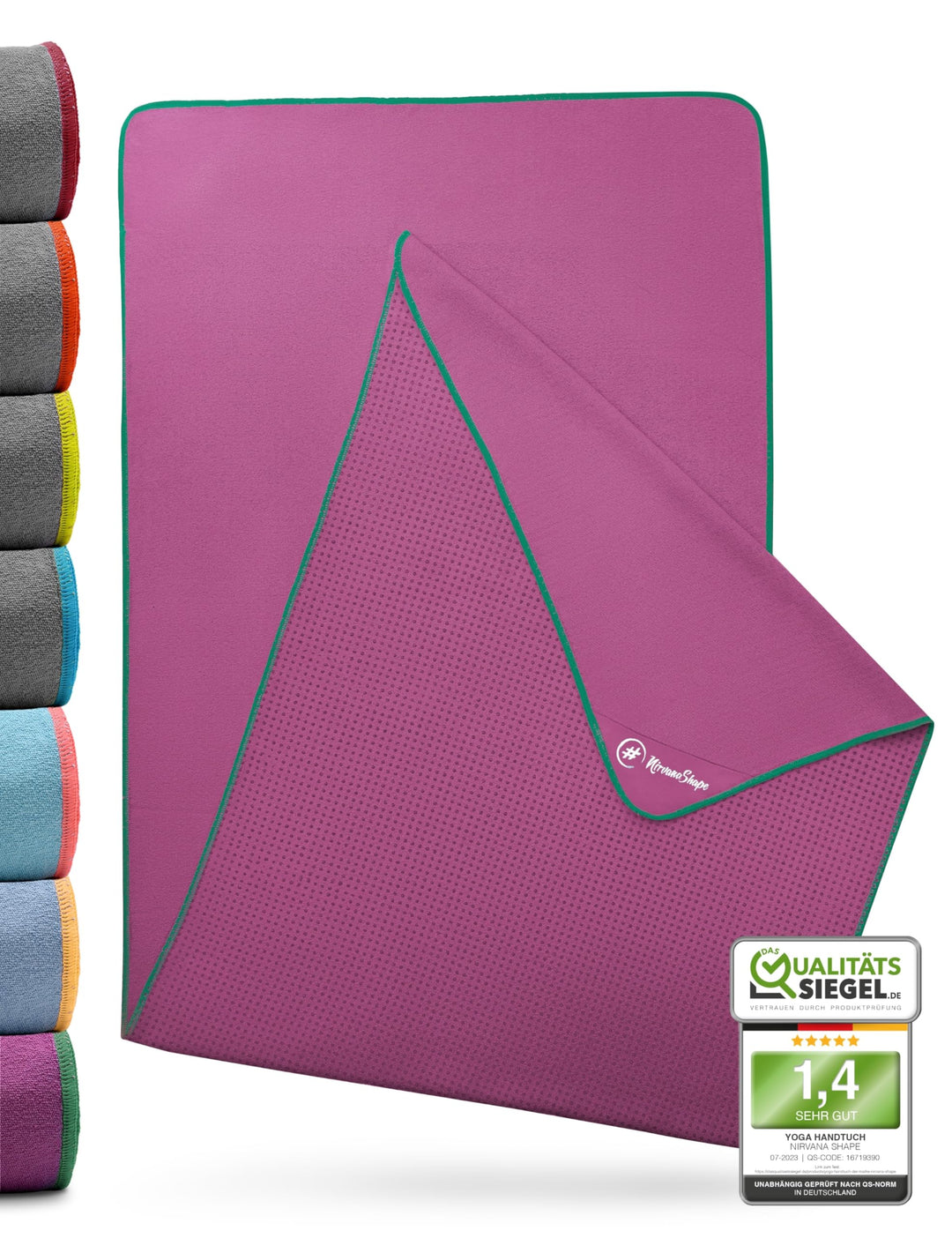 NirvanaShape Yoga Handtuch rutschfest | Hot Yoga Towel mit Antirutsch-Noppen | hygienische Yogatuch-