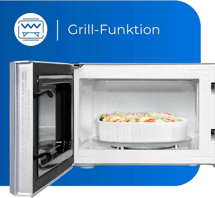 Exquisit Mikrowelle MW717-070G silber | Standgerät | 900 W Grill | Drehteller 245 mm Ø | Garraum 20