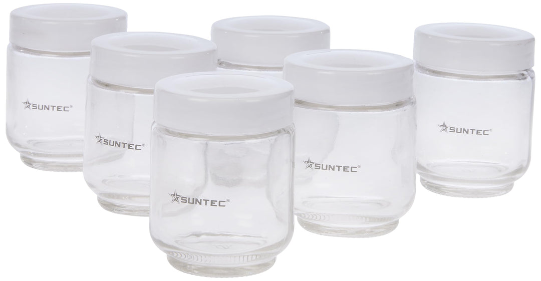 SUNTEC Joghurtmaker Gläser-Set YOG-CUP-6-SET-8687 [Zubehör-Set mit 6 Glasbehältern à 170 ml, inkl. D