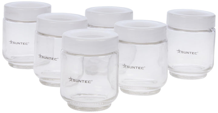 SUNTEC Joghurtmaker Gläser-Set YOG-CUP-6-SET-8687 [Zubehör-Set mit 6 Glasbehältern à 170 ml, inkl. D