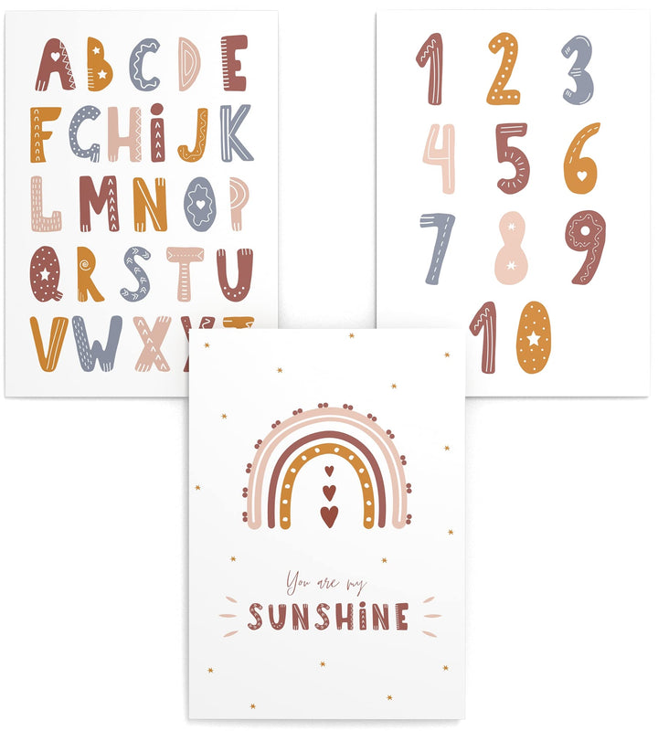 Papierschmiede® Kinderposter 3er Set Lernposter, B2 (50x70 cm) Wanddeko, Geschenk für Mädchen &amp; Jung