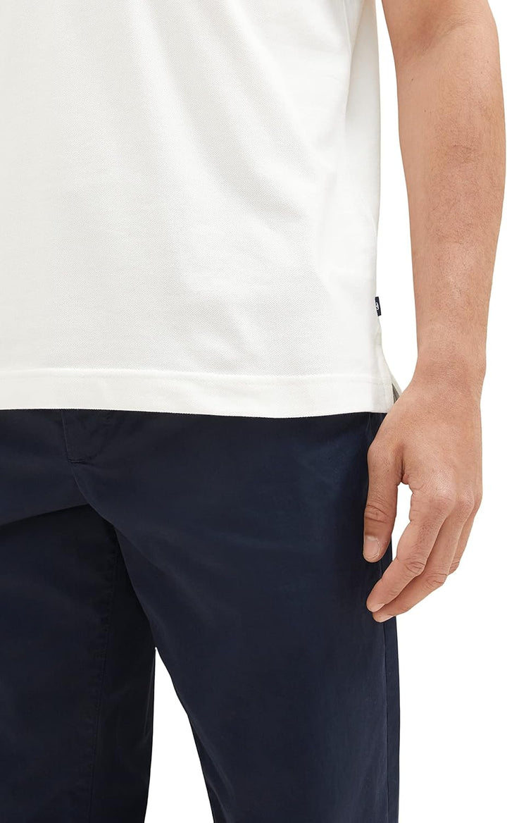 TOM TAILOR Herren Piqué Poloshirt mit Stehkragen M 10332 - Off White, M 10332 - Off White