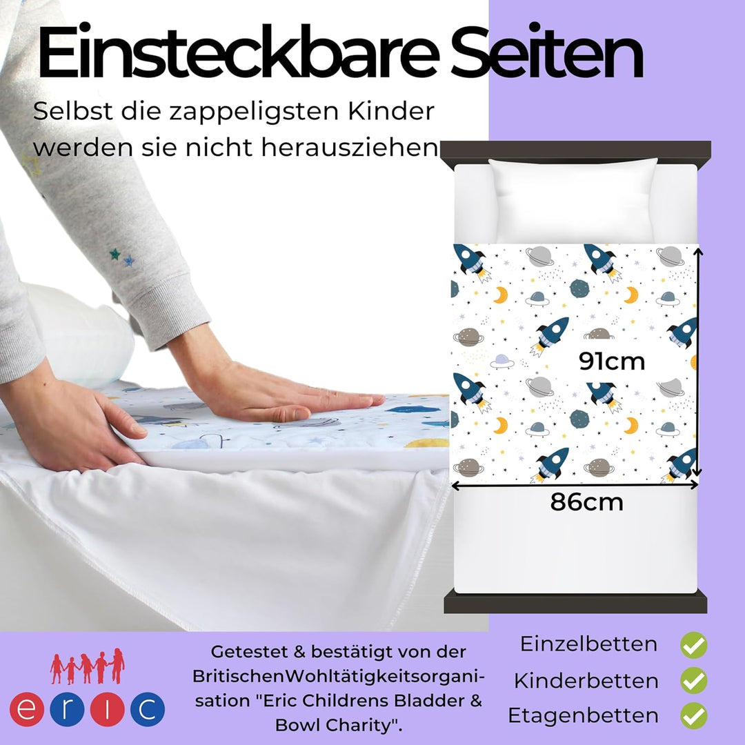 Bettunterlage wasserdicht für Kinder I Einzelbett, Kinderbett, Babybett I Atmungsaktive, waschbare M