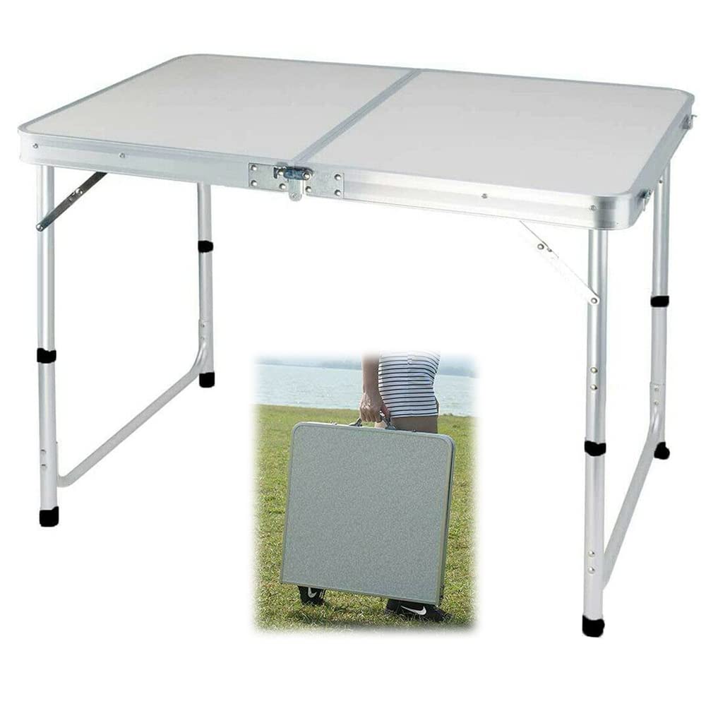 Lucn Tragbarer, rechteckiger Klapptisch, 120 x 60 cm, höhenverstellbar, mit Tragegriff, leicht, für
