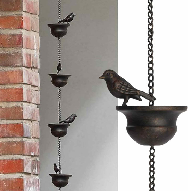 Vogel Regenkette, Vögel Auf Tassen Dachrinnen Fallrohr Mobil, Metall Regenkette Dekorativer Regensch