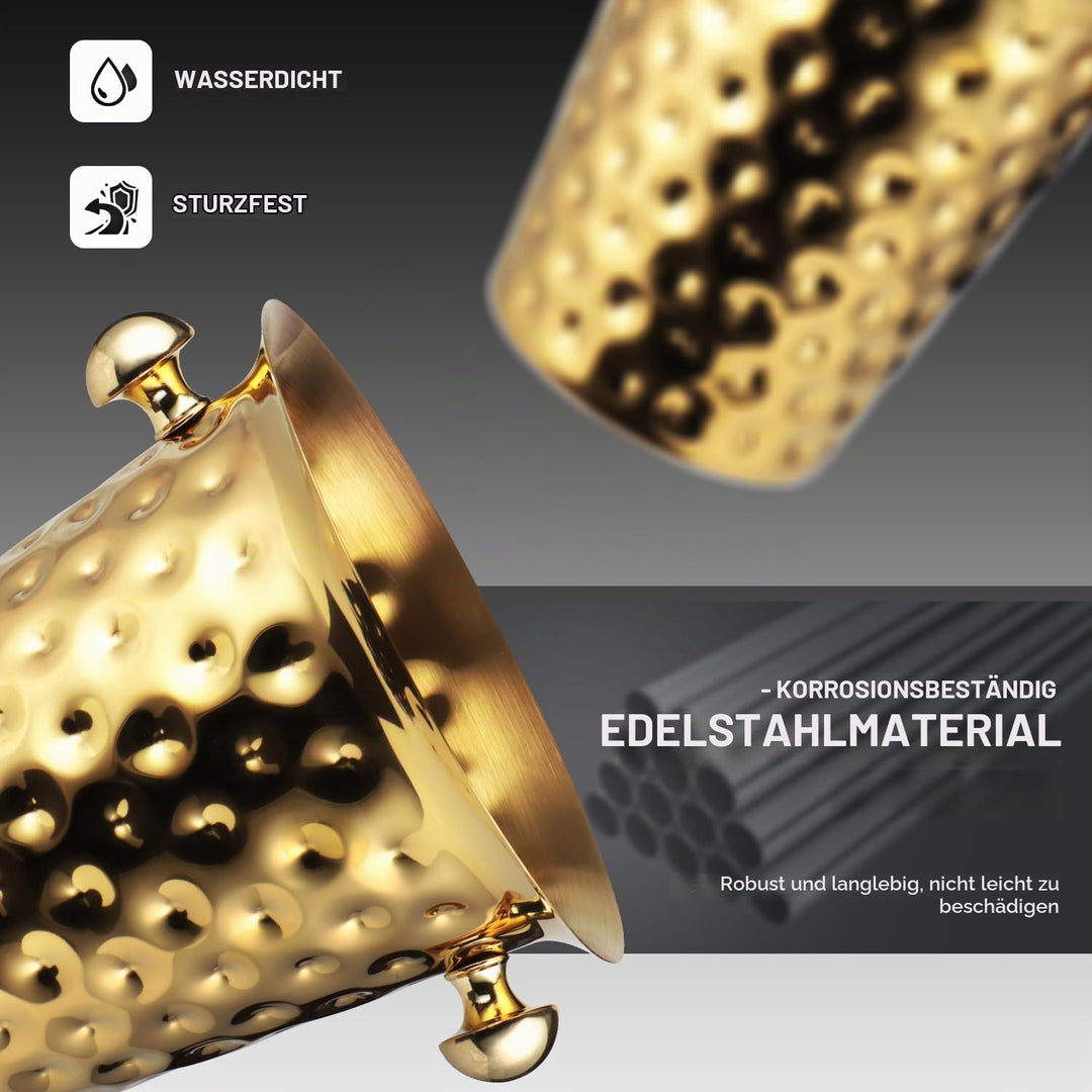 Sektkühler, Eiskübel Edelstahl 5l,Champagner Kühler mit Griff für Bar, Party, Grill (Gold), Gold