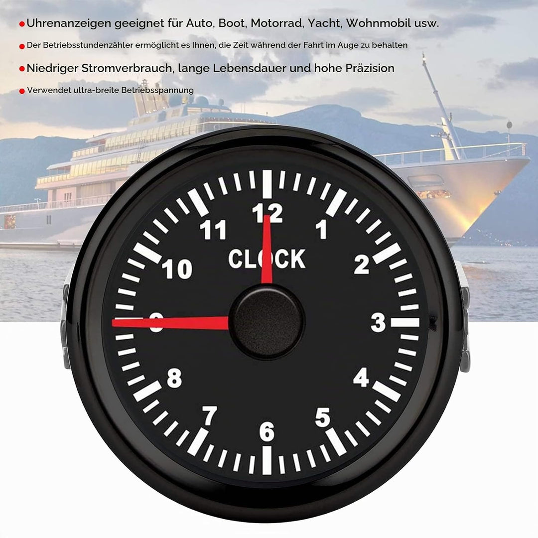 Aramox Universal Dial Clock Meter,2in/52mm Clock Gauge Instrument 0-12 Stundenzähler Rote Hintergrun