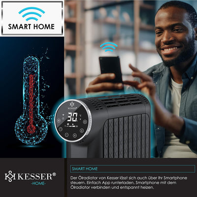 KESSER® Ölradiator 2500W Elektrische Heizung Heizkörper Elektroheizung energiesparend mit Display Wi