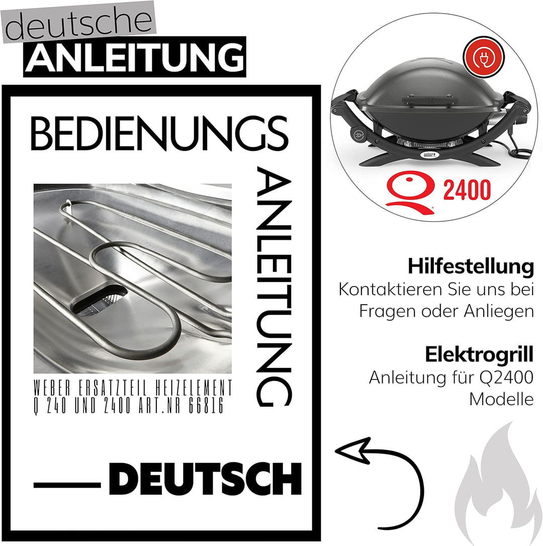 Weber Heizelement [Original Ersatzteil] für Elektrogrill Q 240 und 2400 66816 [1 Stück] mit Schraube