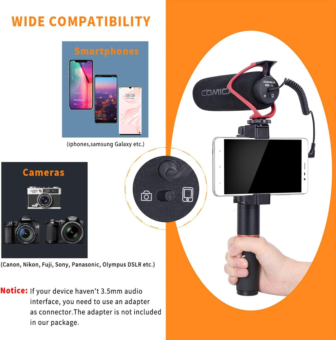 COMICA CVM-V30 LITE Super-Kardioid Kamera Mikrofon, 3.5mm Richtmikrofon für Camera, DSLR-Kameras, Ca