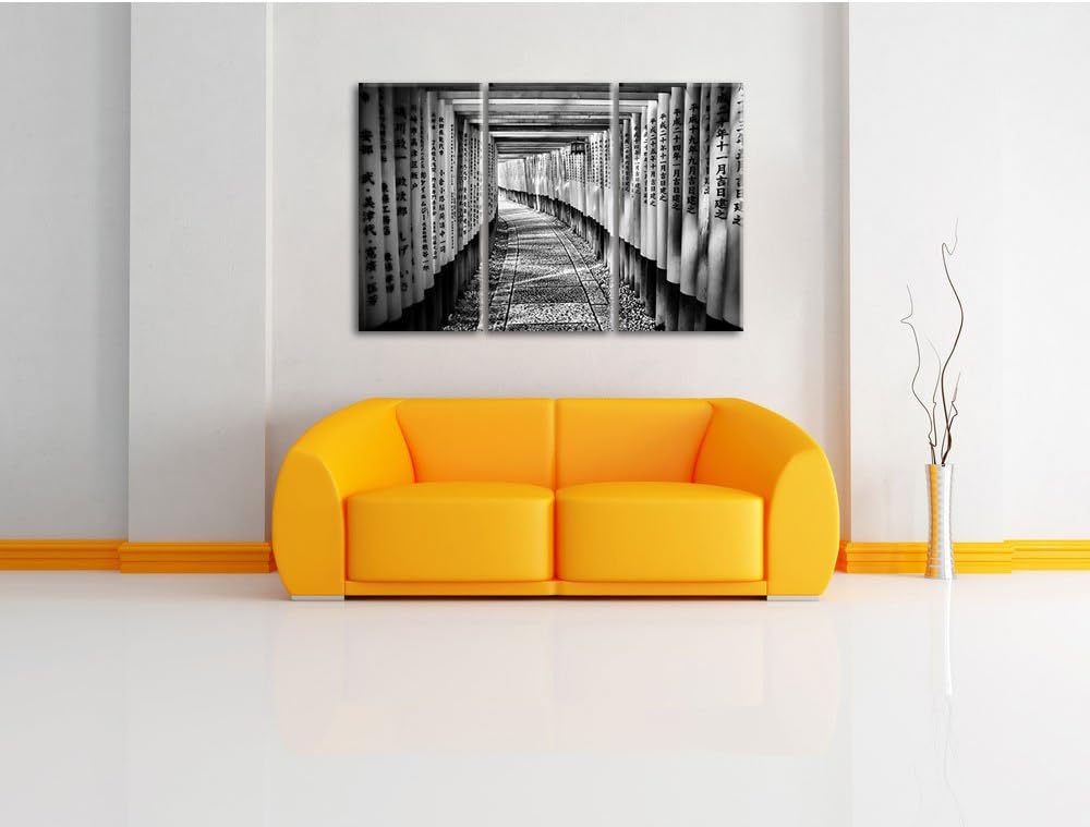 Pixxprint Japanischer Tempel als Leinwandbild/Grösse: 3 Teilig (120x80) cm/Wandbild/Kunstdruck/ferti