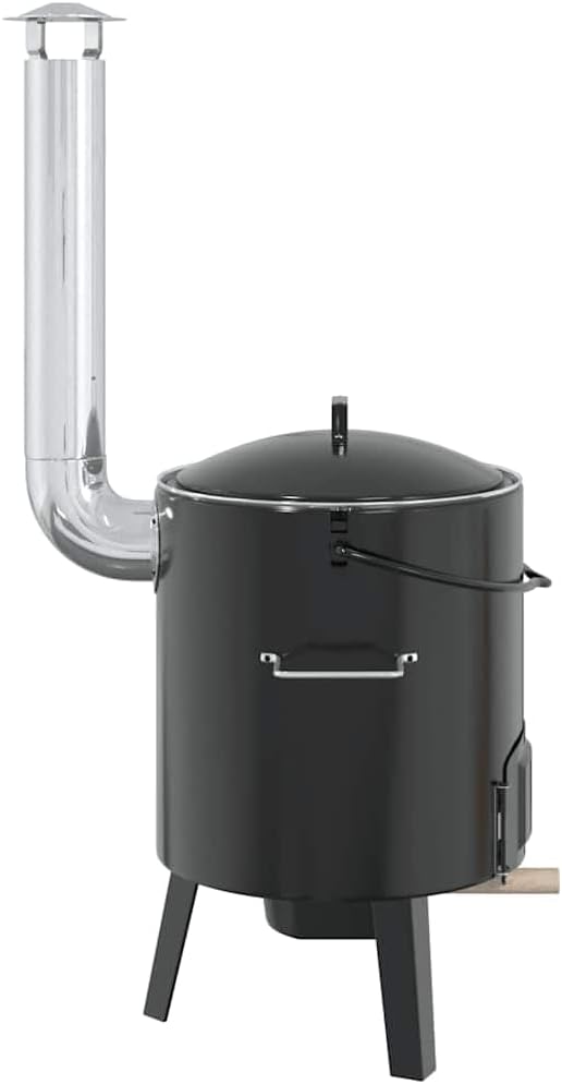 Gulaschkanone aus emailliertem Stahl mit Deckel und rauchfreiem Edelstahl-Rauchabzug, 14,3 L Gulasch