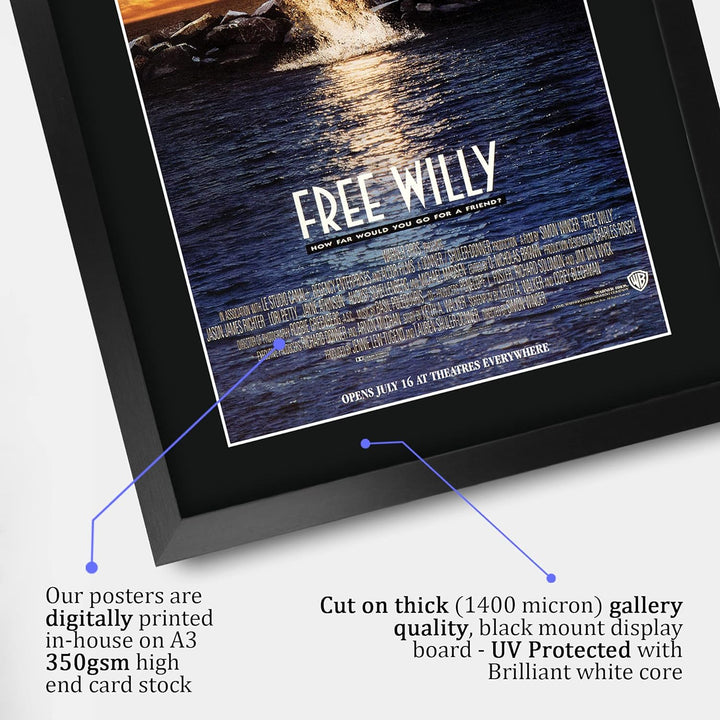 HWC Trading FR A3 Free Willy 1 Filmposter Jason James Richter Geschenke Gedrucktes Poster Signiertes