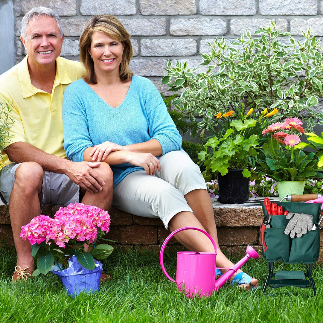 Relaxdays, grün Kniebank, weiches Kniekissen, 2 Taschen, klappbar, Kniehilfe Gartenarbeit, bis 150 k