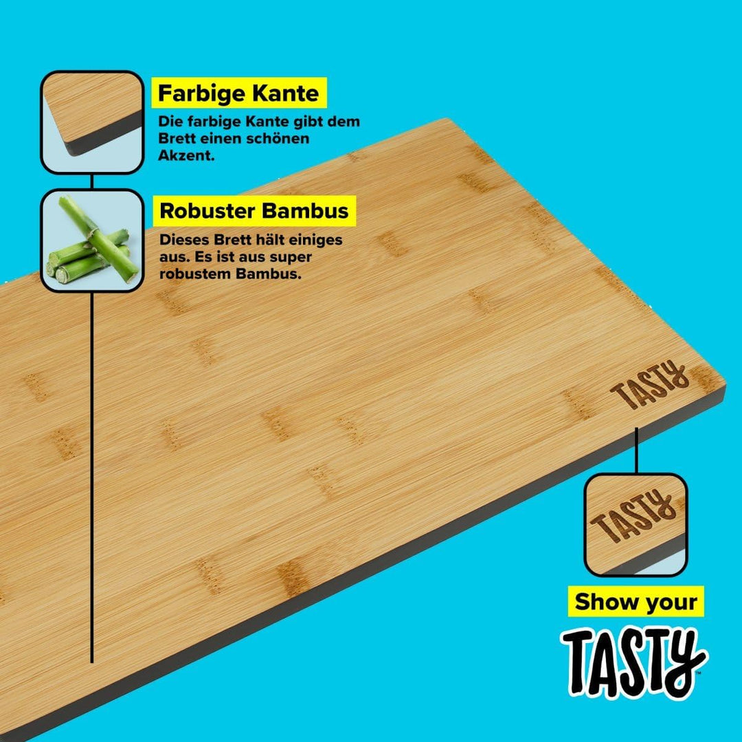 Tasty Bambus-Schneidebrett – 35,5x25x1,2cm – Ideal zum Schneiden von Brot, Obst, Gemüse – Robust & S