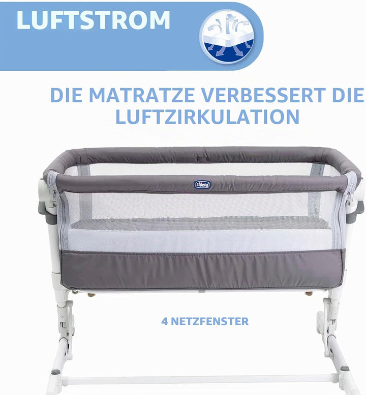 Chicco, Next2Me Pop Up Beistellbett, Höhenverstellbar, Neigbar, Kompatibel mit verschiedenen Betten,
