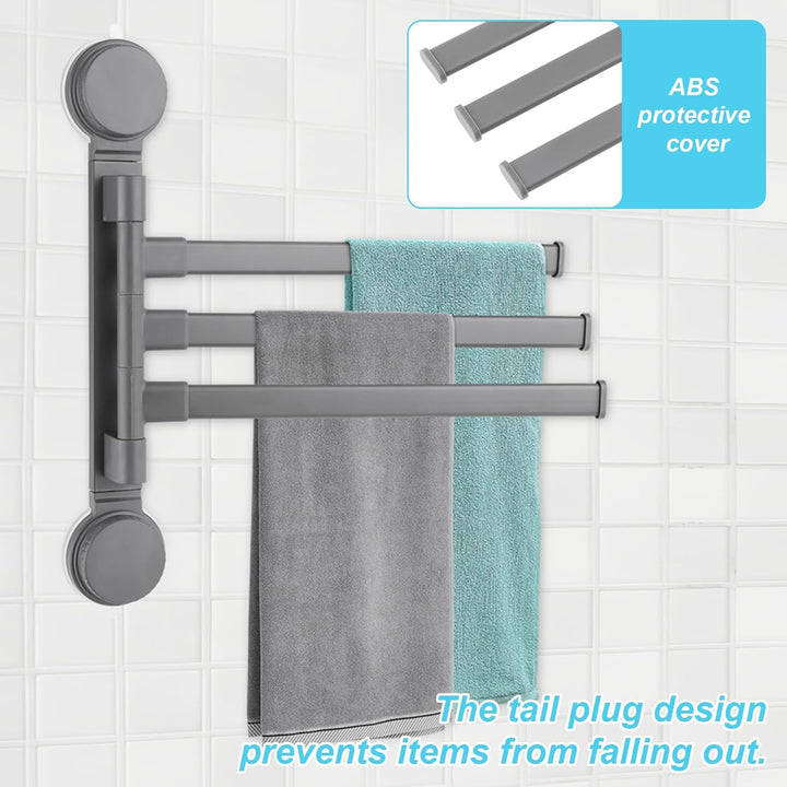 Handtuchhalter Ohne Bohren, 180° Schwenkbar 3 Armig Handtuchstange, Saugnapf Typ Towel Holder, Alumi
