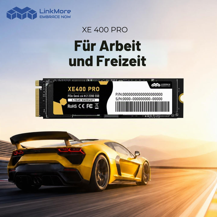 LinkMore XE400 Pro 256GB NVMe SSD M.2 2280, PCIe Gen4 x4 (PCIe 4.0) interne SSD, bis zu 3600 MB/s Le