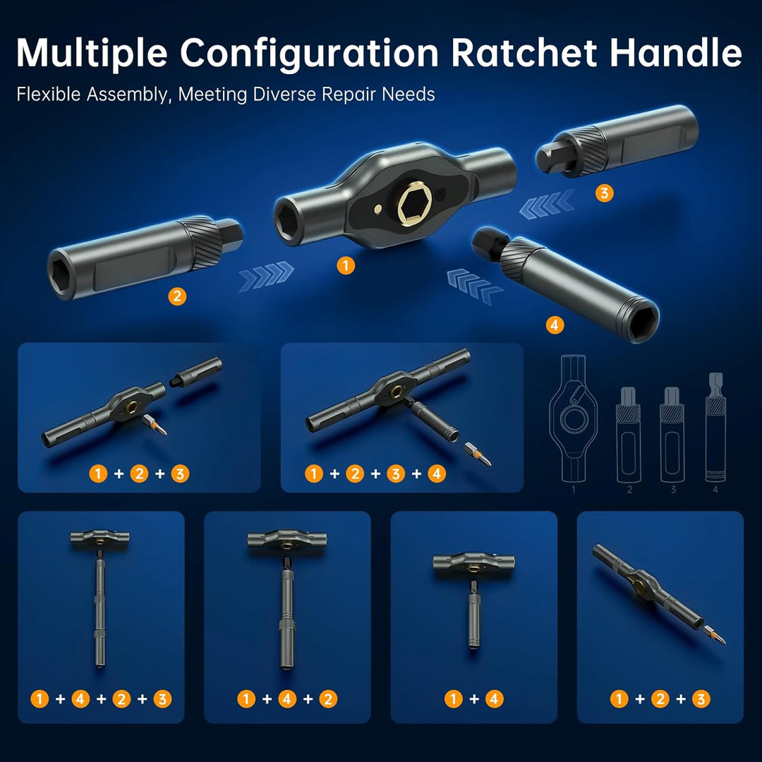 74 in 1 Ratschen Magnetischer Schraubendreher Set, S2-Stahlbits Multi Bit-schraubendreher Set mit Au