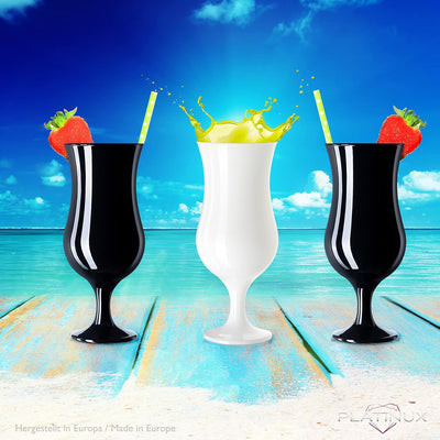 PLATINUX Schwarze & Weisse Cocktailgläser 400ml (max. 470ml) aus Glas Set 6-Teilig Longdrinkgläser P