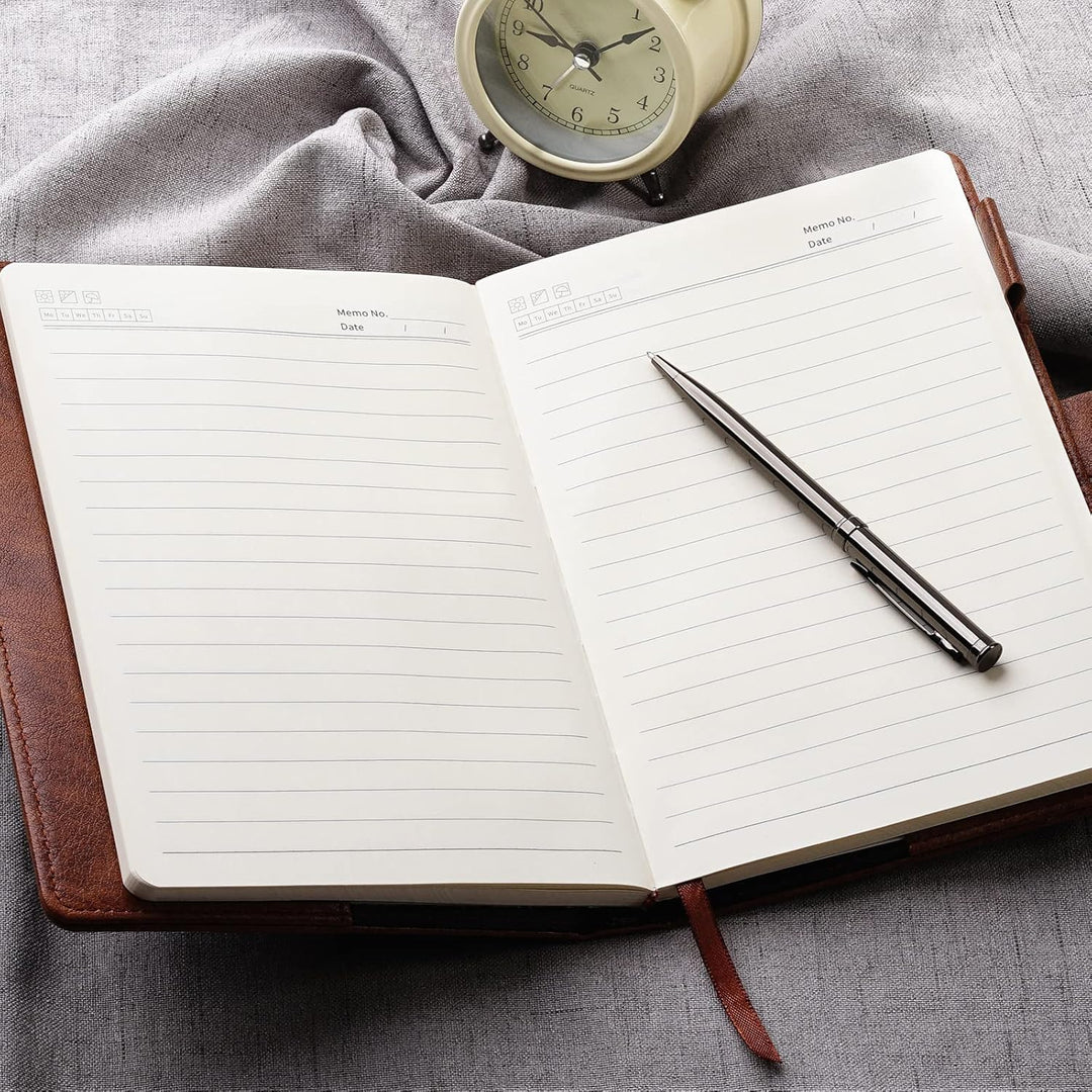 WEMATE-Tagebuch mit Schloss, A5-PU-Lederjournal mit Schloss, 240 Seiten, verschliessbarer Tagebuchpl