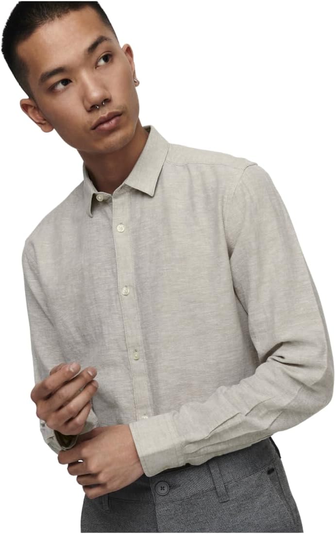 ONLY & SONS Herren Onsalvaro Ls Oxford Stripe Shirt Hemd S Chinchilla, S Chinchilla