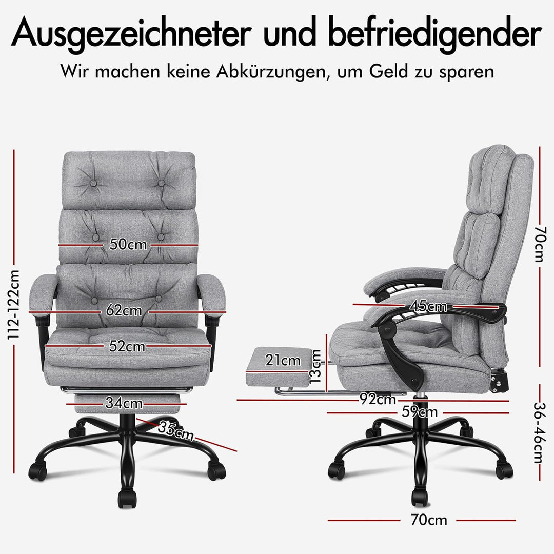 ALFORDSON Bürostuhl, zweischichtiger Schreibtischstuhl mit 150° Neigung und 360° Drehung, Drehstuhl