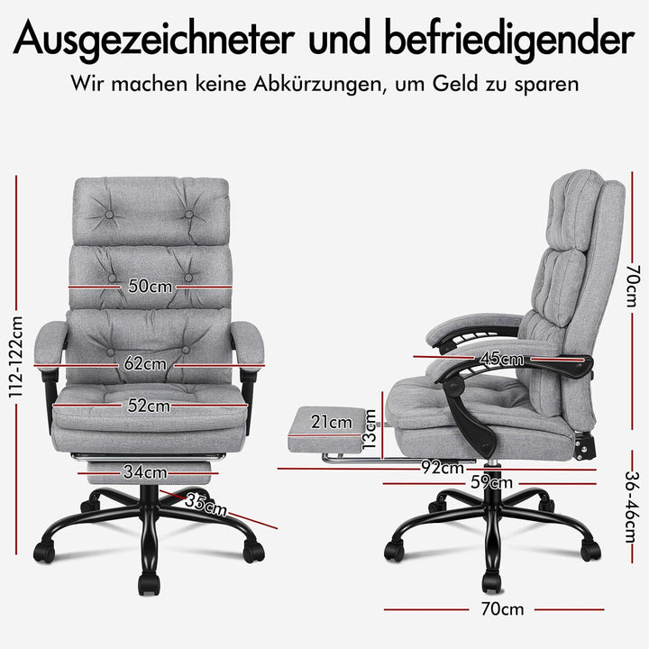 ALFORDSON Bürostuhl, zweischichtiger Schreibtischstuhl mit 150° Neigung und 360° Drehung, Drehstuhl