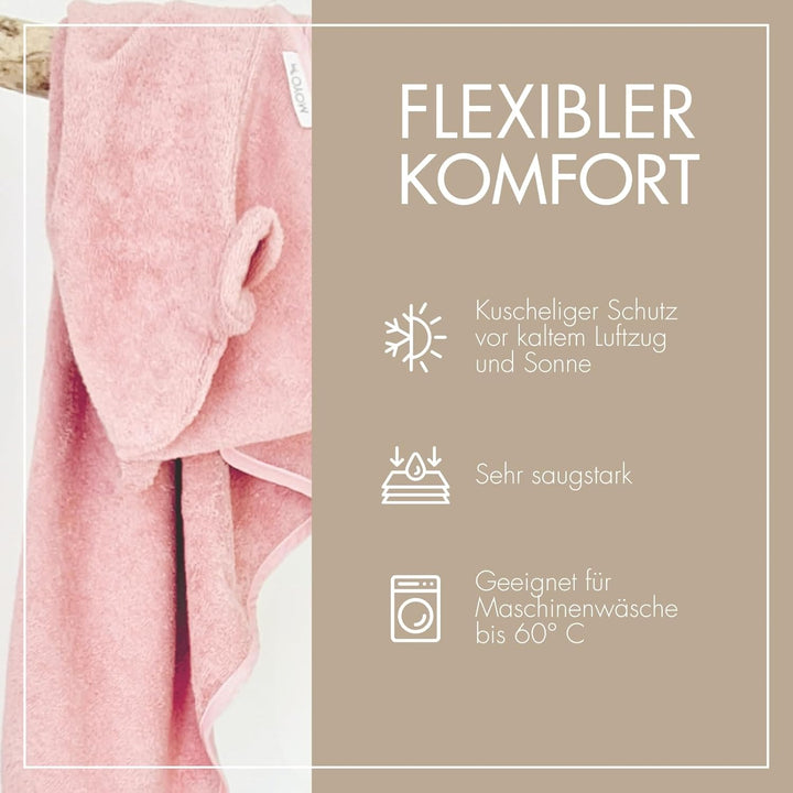 MOYO Kapuzenhandtuch mit Ohren in Rosé I 75x75cm I Kleinkind &amp; Baby Badeponcho aus 100% Frottee-Baum