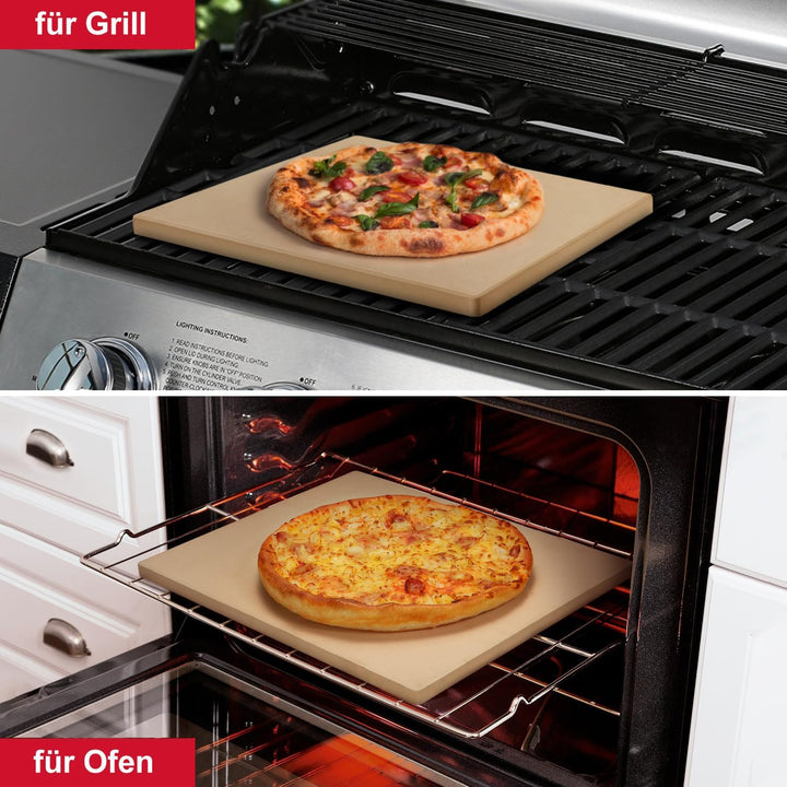 Unicook Rechteckiger Pizzastein 38 x 30.5 cm - Pizza Backstein für Backofen und Grill, Backofenstein