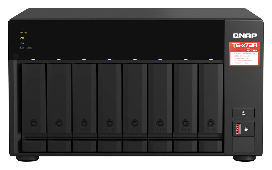 Qnap TS-873A-8G 8-Bay NAS, AMD Ryzen V1000 Series V1500B 4C/8T 2,2 GHz, One Size NAS Single 8-bay 8G