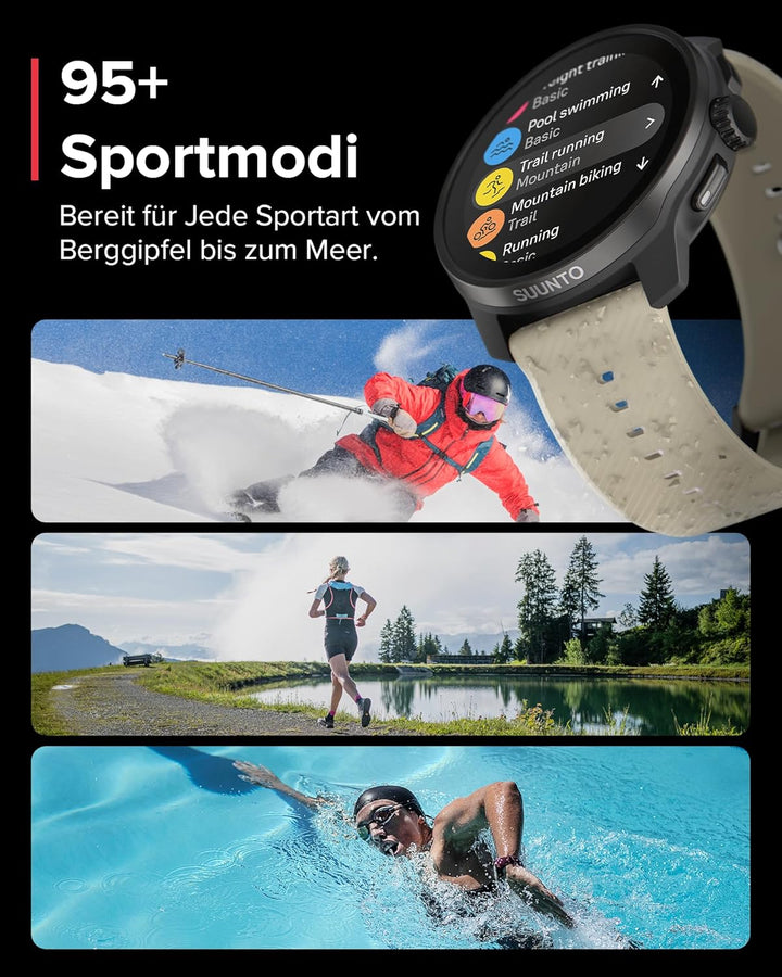 SUUNTO Race S Laufuhr mit AMOLED Touchscreen, Zweifrequenz GPS Sportuhr, Krone & Tastenbedienung, HR
