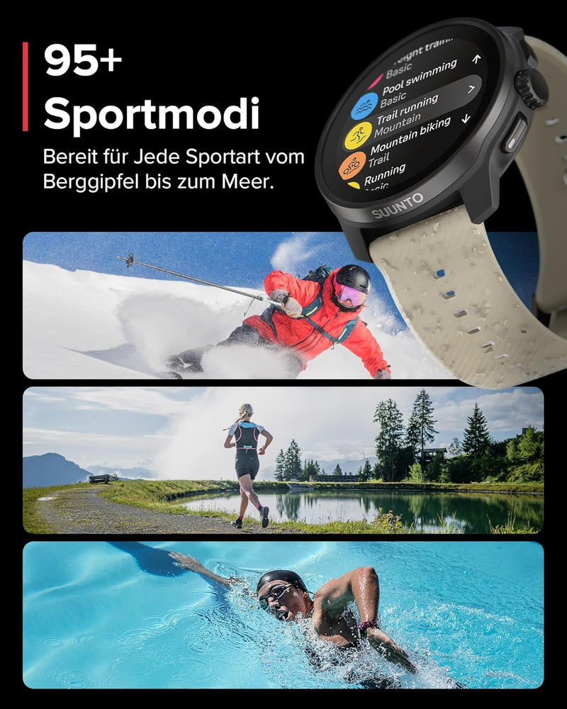 SUUNTO Race S Laufuhr mit AMOLED Touchscreen, Zweifrequenz GPS Sportuhr, Krone & Tastenbedienung, HR