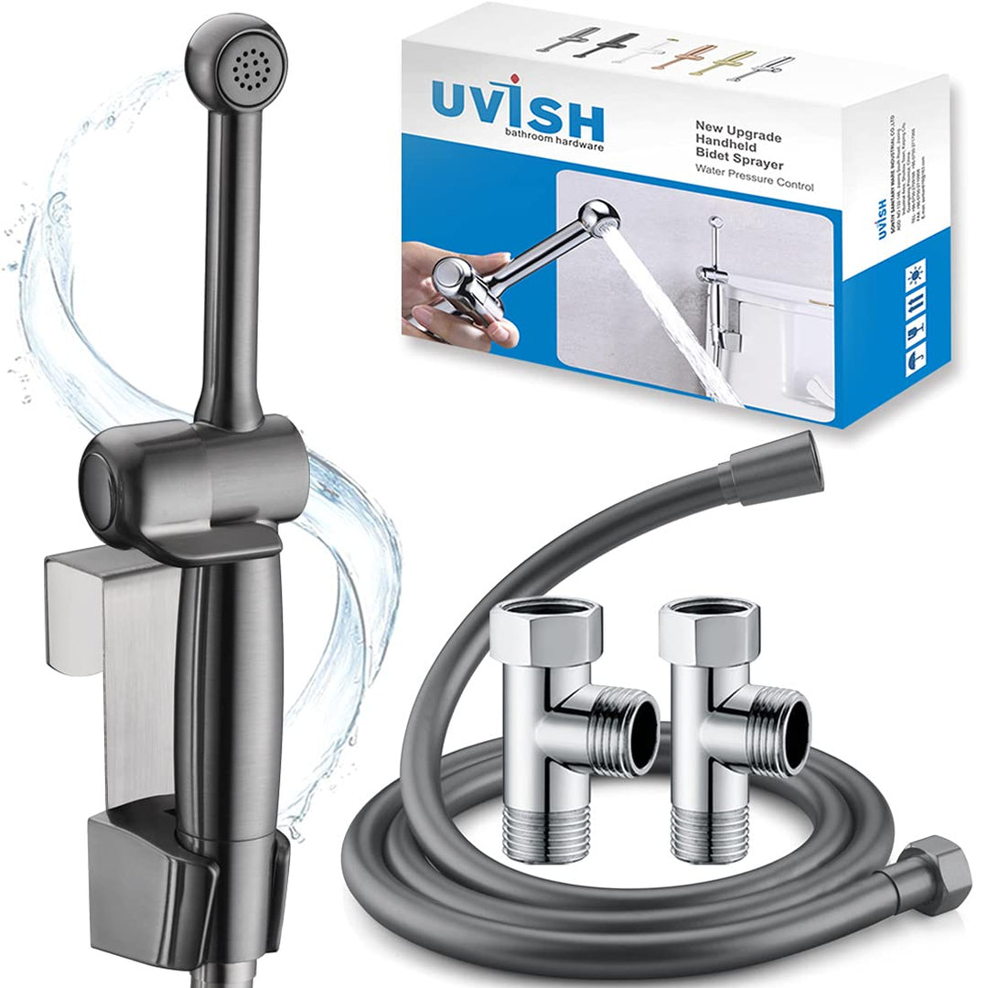Handbrause Bidet für Toilette - Bad Armaturen WC mit G1/2" Ventil und G3/8" Adapte - Langlebiges Mes