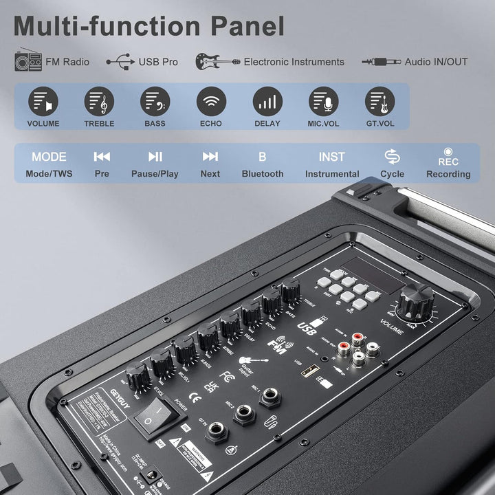 PA-System 3-Wege-Aussenlautsprecher Karaoke-Maschine, wiederaufladbares tragbares Bluetooth 5.0 mit