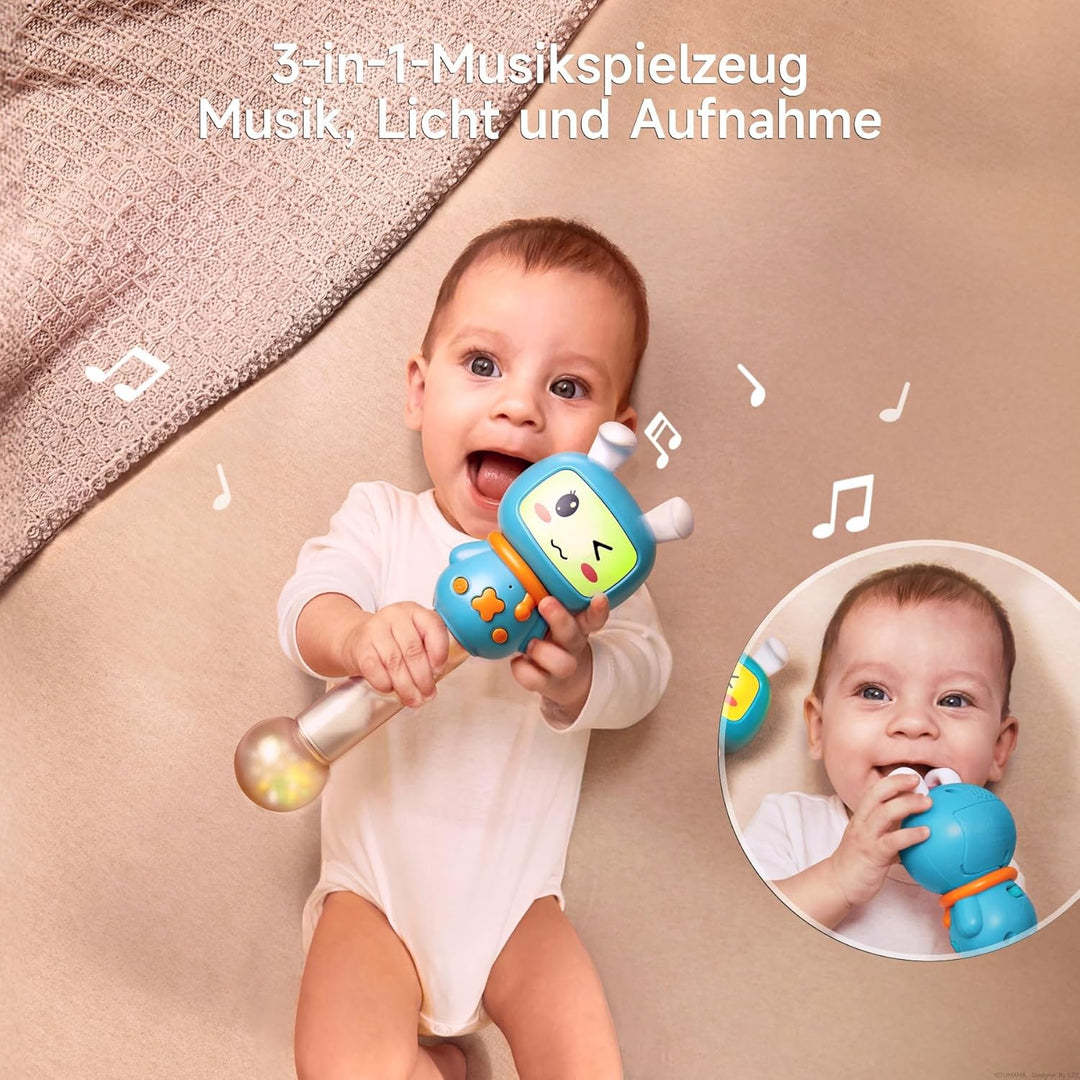 TUMAMA Rassel Baby Mit Musik Und 7 Lichter，Babyrassel Sensorik Spielzeug, Musikspielzeug Mit Geräusc