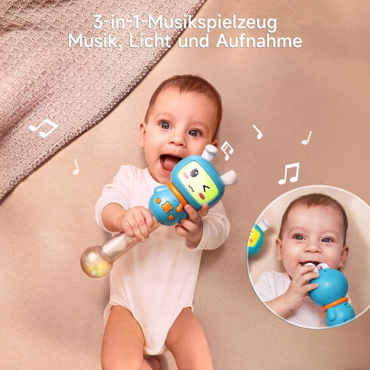 TUMAMA Rassel Baby Mit Musik Und 7 Lichter，Babyrassel Sensorik Spielzeug, Musikspielzeug Mit Geräusc