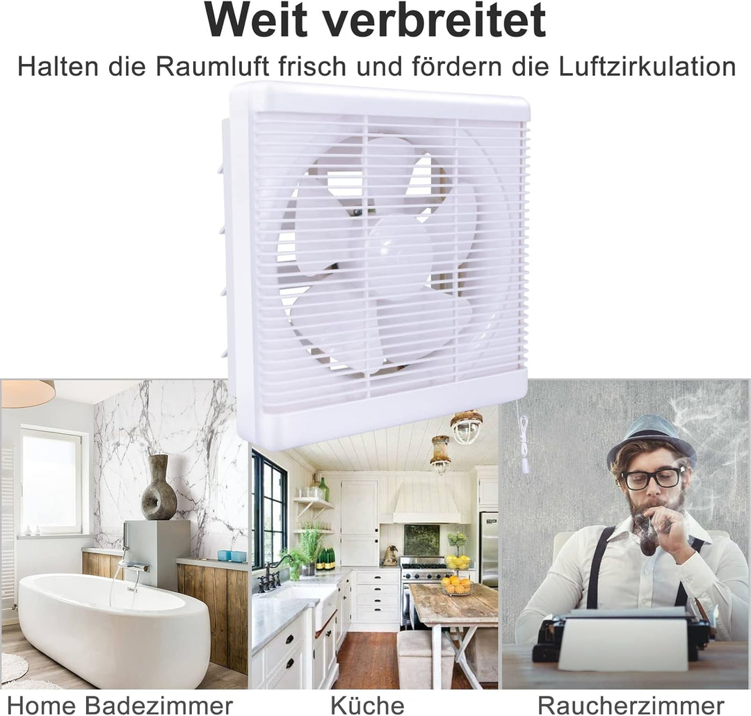 Abluftventilator 800m³/h Ø 250mm,2 Richtungen umkehrbar Starker Luftstrom Wandmontierte Ventilatoren
