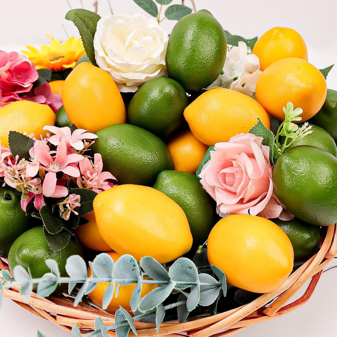 Gresorth 12 Stück Künstliche Grün & Gelb Zitrone Deko Gefälschte Früchte Obst Party Festival Dekorat
