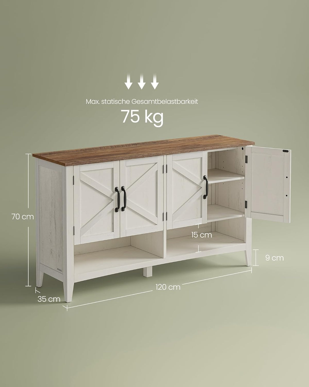VASAGLE Schuhschrank, Schuhregal, Schuhaufbewahrung, traditioneller amerikanischer Stil, Schuh-Organ