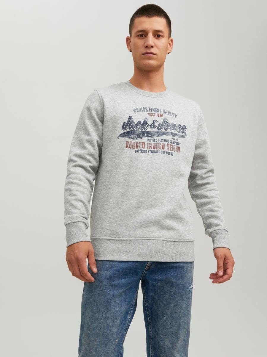 JACK & JONES Male Sweatshirt Einfarbig Sweatshirt M Light Grey Melange, M Light Grey Melange