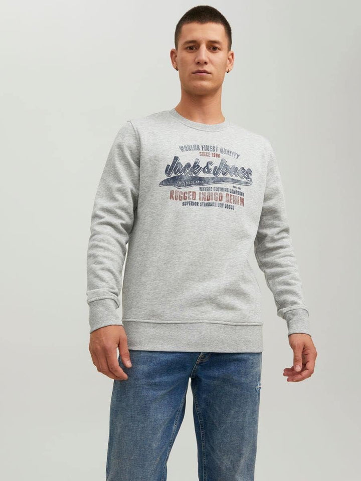 JACK & JONES Male Sweatshirt Einfarbig Sweatshirt M Light Grey Melange, M Light Grey Melange